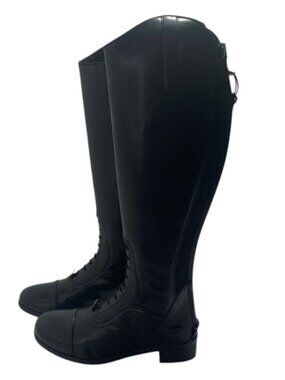 NEW SAXON Women's Syntovia Field Riding Boots Womens Size 9 Black Leather